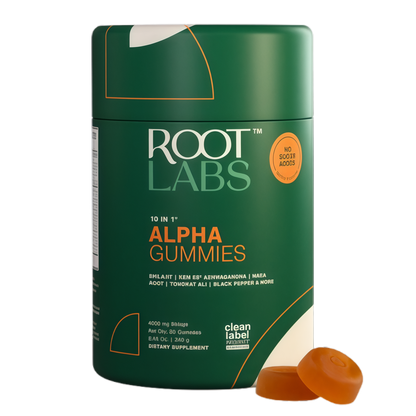 ROOT LABS 10-in-1 Alpha Shilajit Gummies | 4000 mg Pure Himalayan Shilajit with Tongkat Ali & Maca Root | Shilajit for Men & Women | ShilAbsorb Bioavailability Tech | Sugar-Free, Vegan | 60 Gummies